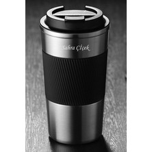 Tusah 304 Pazlanmaz Çelik 500 ml Kaydırmaz Lastikli Termos Bardak Mug Isme Özel