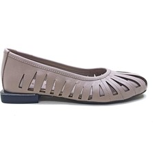 Albini Gri Kadın Deri Babet Ayakkabı