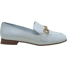 Albini Beyaz Deri Kadın Babet Ayakkabı