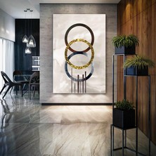 SML Tablo Modern Geometrik Daire Gold Detaylı Dekor Kanvas Tablo
