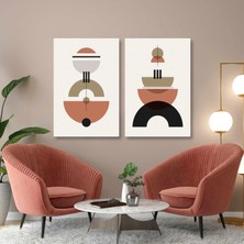 SML Tablo Doğal Tonlar Line Art Boho Tasarım Art Ikili Kombin 2 Li Set Kanvas Tablo