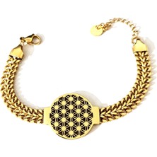 Hg.Aksesuar Kadın Yaşam Çiçeği Çelik Zincir Bileklik