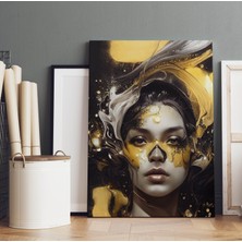 Doğal Tercih Soyut Boyalı Kadın Yüzü Dekoratif Dikey Kanvas Tablo