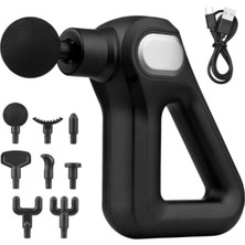 Fascial Gun KH-750 Siyah Sporcu Egzersiz Masaj Aleti 8 Başlıklı