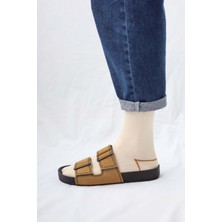 HE-QA Çizgi Detaylı Diz Altı Çorap Ekru