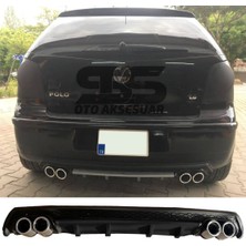 STS Oto Aksesuar Volkswagen Polo Mk4 Difüzör Arka Tampon Eki 4 Egzoz Çıkışlı Siyah Lüx Tip