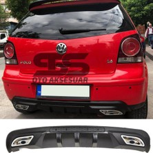 STS Oto Aksesuar Volkswagen Polo Difüzör Arka Tampon Eki 2 Egzoz Çıkışlı Siyah