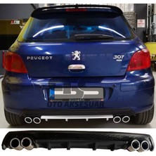 STS Oto Aksesuar Peugeot 307 Difüzör Arka Tampon Eki 4 Egzoz Çıkışlı Siyah Lüx Tip