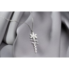 Nida Jewelry 925 Ayar Gümüş Dikey Kar Tanesi Isim Kolye
