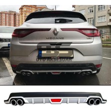 STS Oto Aksesuar Renault Megane 4 Hb Difüzör Arka Tampon Eki 4 Egzoz Çıkışlı Gri Tip
