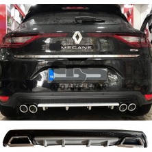 STS Oto Aksesuar Renault Megane 4 Difüzör Arka Tampon Eki 2 Egzoz Çıkışlı Gri Lüx Tip