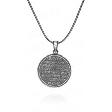 Takılingo 925 Ayar Gümüş Ayet-El Kürs-I Dua Yazılı Zincirli Erkek Kolye