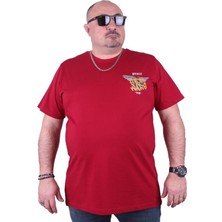 Starbattal Büyük Beden Sıfır Yaka Tişört Peace 23100 Bordo