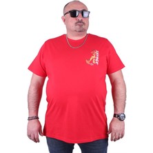 Starbattal Büyük Beden Sıfır Yaka Tişört Savage 23101 Kırmızı