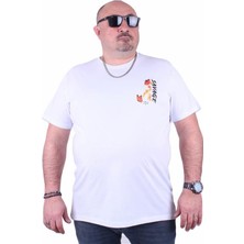 Starbattal Büyük Beden Sıfır Yaka Tişört Savage 23101 Beyaz