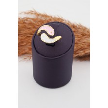 By Zeyna Aksesuar Kadın Ayarlanabilir Numarasız Zirkon Mineli Yin Yang  Yüzük