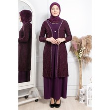 Modaviki Taş Işleme Detaylı Abiye Mürdüm MDA2315