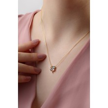 Lieza Kadın 925 Ayar Kalpli Yonca Gümüş Kolye