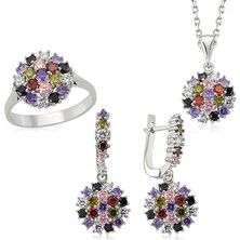 Stil Love Gümüş Renkli Taşlı Bayan Set