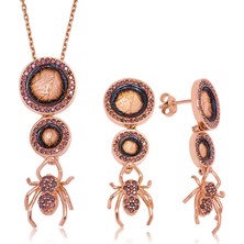 Stil Love Gümüş Örümcek ve Yaprak Bayan Set