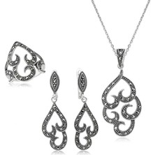 Stil Love Gümüş Markazit Taşlı Bayan Set