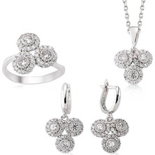 Stil Love Gümüş Zirkon Taşlı Bayan Set