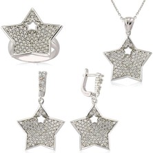 Stil Love Gümüş Zirkon Taşlı Yıldız Bayan Set