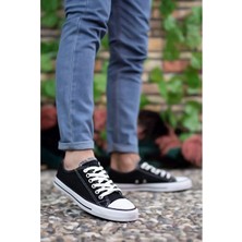 Prego Erkek Sneaker Kısa Convers Modeli Keten Spor Ayakkabı Siyah