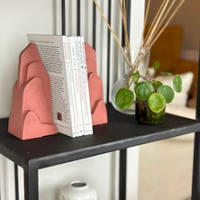 Mument Mountain Ikili Kırmızı Beton Kitap Tutucu, Kitap Desteği, Biblo, Dekoratif Obje