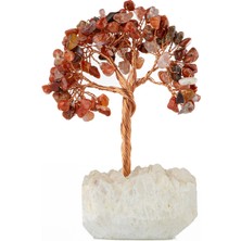 Osmanlı Doğal Taş Kırmızı Akik-Kristal Kuvars Doğal Taş Dekoratif Ağaç