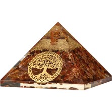 Osmanlı Doğal Taş Kırmızı Akik Hayat Ağacı Doğal Taş Organit Piramit - 6cm
