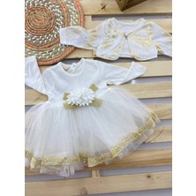 Çekik Bebek Kız Bebek Elbise Bebek Gelinlik Tütülü Çiçekli Bebek Elbisesi Mevsimlik Elbise Kollu Elbise