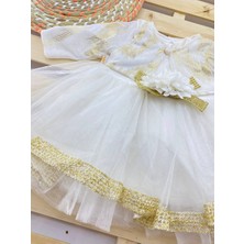 Çekik Bebek Kız Bebek Elbise Bebek Gelinlik Tütülü Çiçekli Bebek Elbisesi Mevsimlik Elbise Kollu Elbise