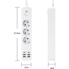 Laxsam 3000W USB Güç Şeridi Aşırı Yük Koruması ile 4usb 2 Type-C Şarj Cihazı Hub 2m Uzatma Kablosu