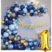 Çıtı Pıtı Store Lacivert Balonlar Garland Kiti Altın Konfeti 1 Yaş