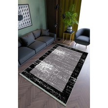 10 Post Online Salon Halısı Modern Gri Siyah Yolluk Kaymaz Yuvarlak Oval Kesme Ince Yıkanabilir Halı