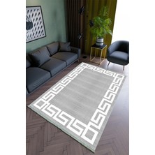 10 Post Online Salon Halısı Modern Gri Beyaz Yolluk Kaymaz Yuvarlak Oval Kesme Ince Yıkanabilir Halı