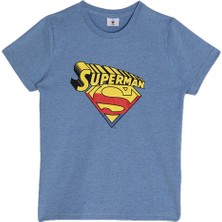 Superman Disney Superman L1581 Lisanslı Erkek Çocuk Kısa Kol T-Shirt Koyu Mavi Melanj