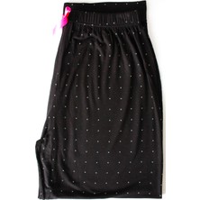 Made By Me Büyük Beden Pijama Altı Modal Kumaş Modern  Estetik Puantiyeli Siyah Battal Boy Siyah