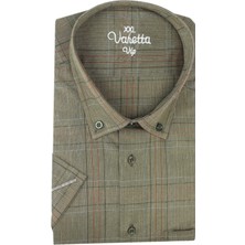 Varetta Erkek Yeşil Büyük Beden Kareli Cepli Kısa Kollu Gömlek