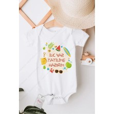 Hediyenza Ilk Yaz Tatilime Hazırım Özel Tasarım Bebek Zıbın Pamuklu Çıtçıtlı Body