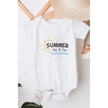 Hediyenza Summer Sun Fun Özel Tasarım Bebek Zıbın Pamuklu Çıtçıtlı Body