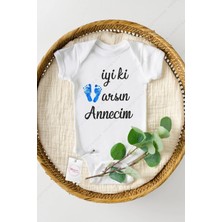 Hediyenza Iyi Ki Varsın Annecim Özel Tasarım Bebek Zıbın Pamuklu Çıtçıtlı Body