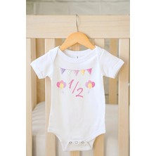 Hediyenza Half Birthday 2 Özel Tasarım Bebek Zıbın Pamuklu Çıtçıtlı Body