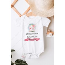 Hediyenza Anneler Günün Kutlu Olsun Anneciğim Pembe Kız Özel Tasarım Bebek Zıbın Pamuklu Çıtçıtlı Body
