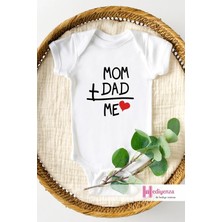 Hediyenza Mom Dad Me Özel Tasarım Bebek Zıbın Pamuklu Çıtçıtlı Body