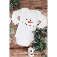 Hediyenza Kardan Adam Özel Tasarım Bebek Zıbın Pamuklu Çıtçıtlı Body