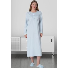 Mecit Pijama Mecit 5824 Mavi Büyük Beden Kadın Gecelik