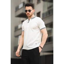 Oksit Fabre Petek Desen Fermuarlı Kolej Yaka Erkek Tshirt