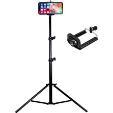 Tripod 2.1 mt 360 Döner Başlıklı Telefon Tutucu Ring Light Metal Işık Stüdyo Lamba Ayağı